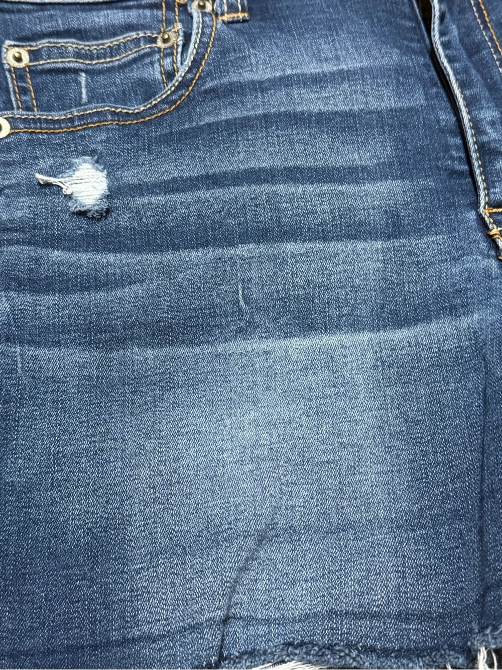 American Eagle Hi Rise Shortie Women’s 10 Blue Jeans Distressed Denim High Rise